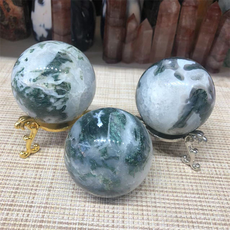 Фабрика на едро натурален кристален камък топка вода трева ахат оригинален камък полиран декорация за дома офис орнаменти