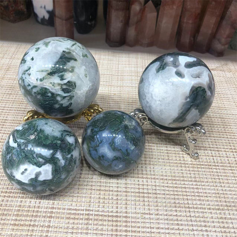 Фабрика на едро натурален кристален камък топка вода трева ахат оригинален камък полиран декорация за дома офис орнаменти