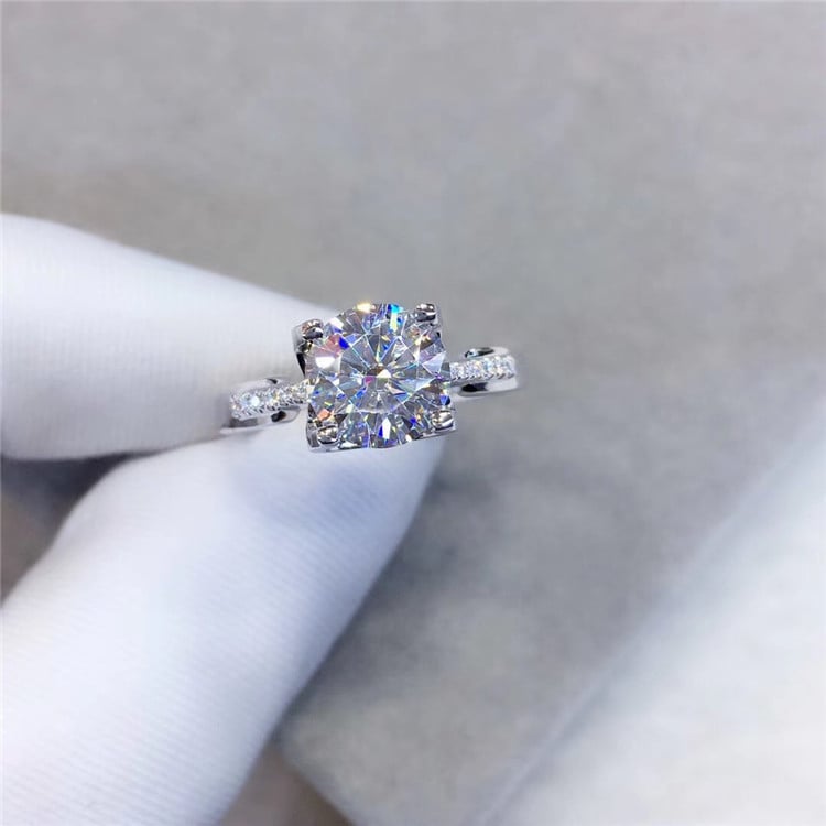 Inel cu diamant autentic Mosane din aur de 18K încrustat în culoarea D, inel cu diamant Mosane Super Flash, microîncrustat, diamant Niutou Mosane