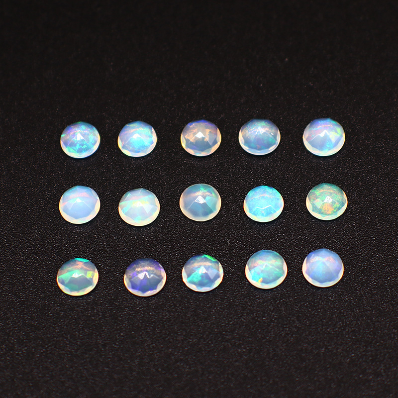 Търговия на едро с естествен австралийски опал, кръгъл, фасетиран опал/силен огнен цвят, пръстен с повърхност, насипен камък, 18K бижута, опал