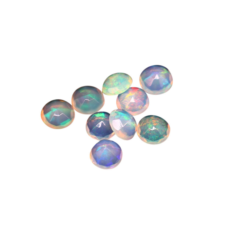 Търговия на едро с естествен австралийски опал, кръгъл, фасетиран опал/силен огнен цвят, пръстен с повърхност, насипен камък, 18K бижута, опал