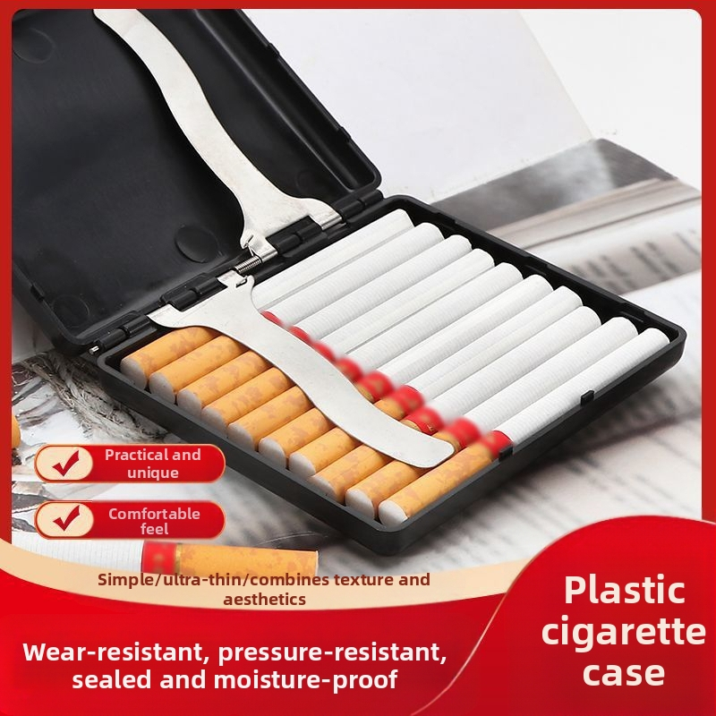 Plastikinis 20 vnt. cigarečių dėklas, kūrybingas, vandeniui atsparus, drėgmei atsparus, suspaudžiamas, nešiojamas, storas, vidutinis, plonas, universalus plastikinis cigarečių dėklas