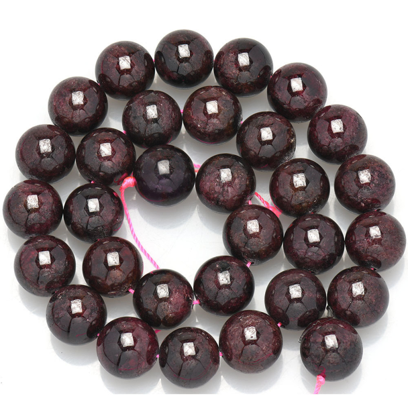 Natūralūs granato palaidi karoliukai, „pasidaryk pats“ papuošalų aksesuarai, apvalių karoliukų apyrankė, pusiau apdirbta, viso dydžio, didmeninė prekyba vietoje