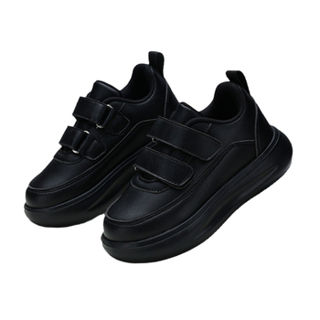 Черни кожени ученически обувки за детска градина, начално и средно училище, състезателни обувки с велкро обувки за момчета и момичета на едро