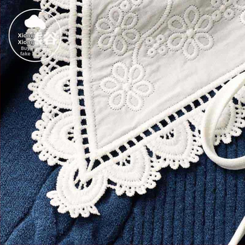 Есенно-зимна индивидуално опакована топла водоразтворима точкова яка за възрастни в чист цвят, бяла, с кристали, фалшива яка