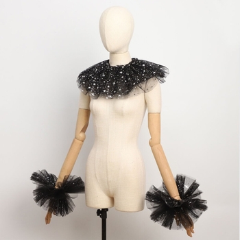 Пролетно-летен комплект от две части с тънка мрежа от звезди и фалшива яка, аксесоари за танци, декорация, ролеви анимации