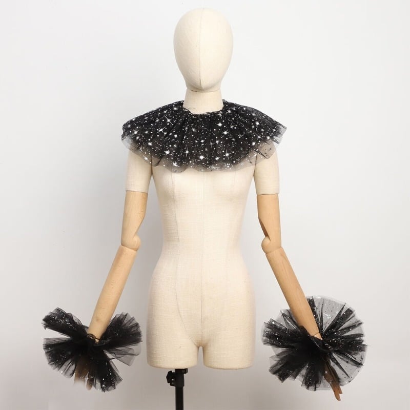 Primăvara și vara, subțire, cu plasă de stea, guler fals, mâneci de mână, set de două piese, jocuri de rol, animație, performanță, accesorii de dans, decorare