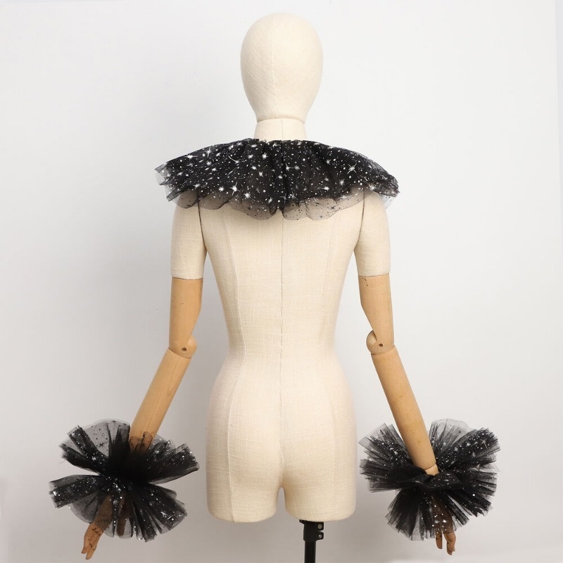 Пролетно-летен комплект от две части с тънка мрежа от звезди и фалшива яка, аксесоари за танци, декорация, ролеви анимации