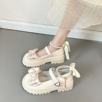 Pantofi Mary Jane din piele, stil britanic, mici, retro, 2024, cu fundă nouă, cu fustă, stil japonez, stil universitar JK, pantofi cu un singur strat