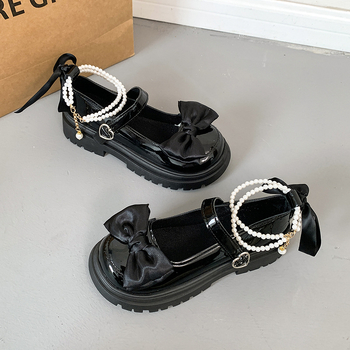 Pantofi Mary Jane din piele, stil britanic, mici, retro, 2024, cu fundă nouă, cu fustă, stil japonez, stil universitar JK, pantofi cu un singur strat