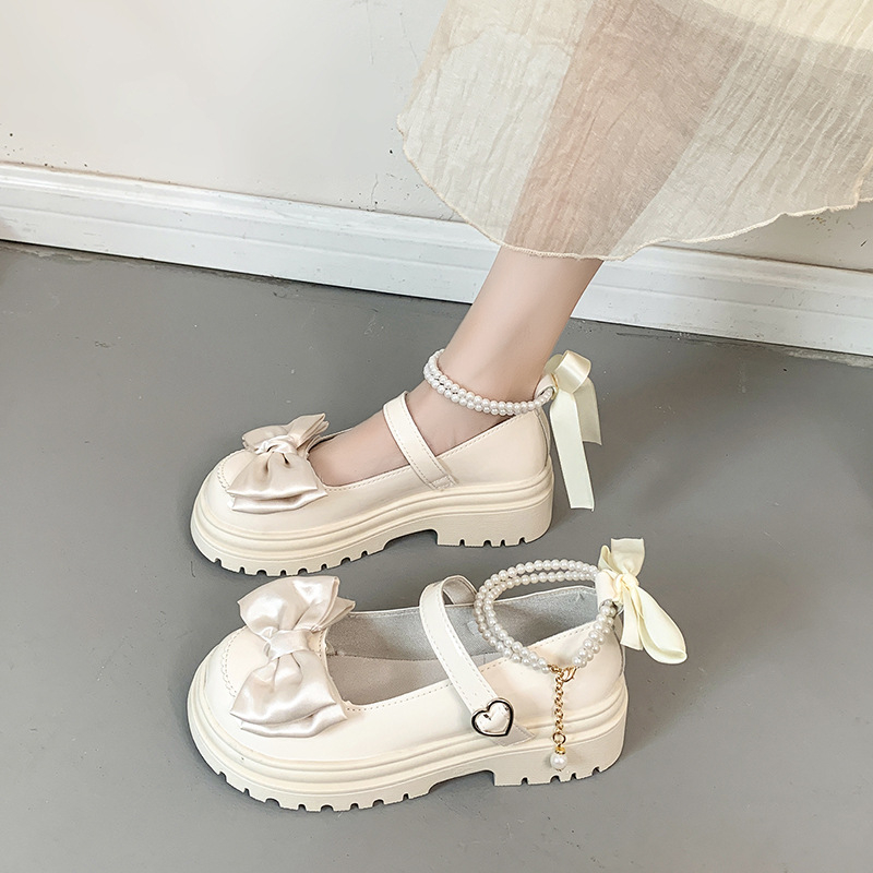 Pantofi Mary Jane din piele, stil britanic, mici, retro, 2024, cu fundă nouă, cu fustă, stil japonez, stil universitar JK, pantofi cu un singur strat