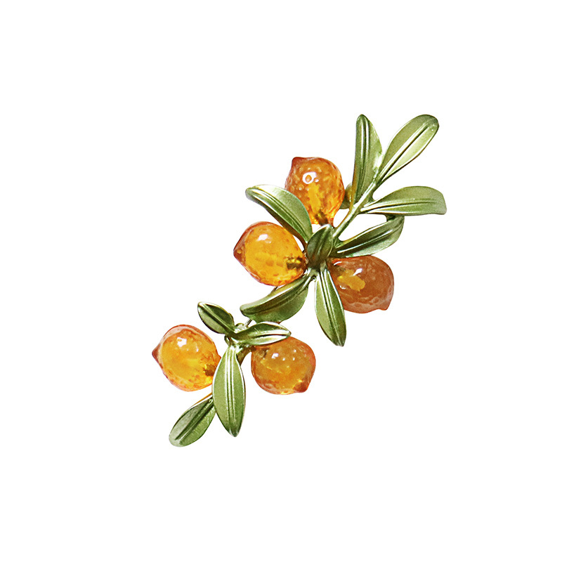 Изящна ретро пасторална растителна игла, артистична брошка с оранжева глазура и горски плодове Mori, дизайн, темперамент, аксесоари за игли.