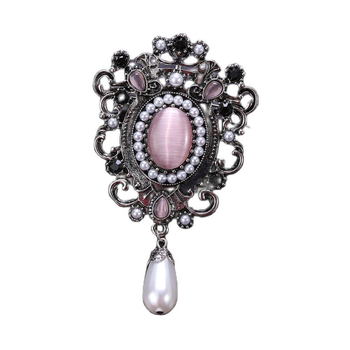Винтидж брошка в античен бароков стил с перлен скъпоценен камък, елегантен корсаж, бутикови аксесоари за игли