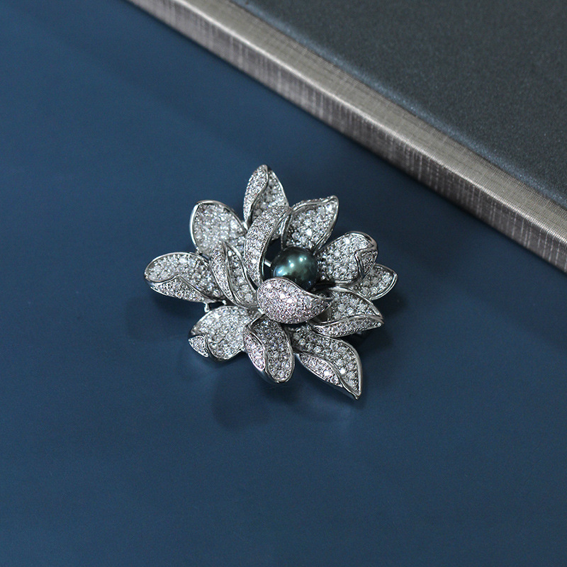 Елегантна европейска и американска брошка с лотос, елегантен корсаж, костюм, палто, жилетка, катарама, шал, катарама, брошка с лотос