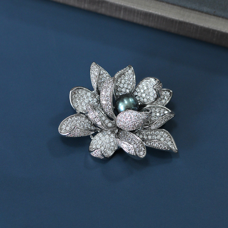 Елегантна европейска и американска брошка с лотос, елегантен корсаж, костюм, палто, жилетка, катарама, шал, катарама, брошка с лотос