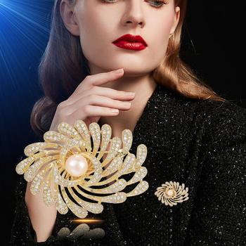 Ретро луксозна атмосферна фойерверкова брошка от висок клас, елегантен перлен корсаж, анти-бягаща катарама, елегантни аксесоари