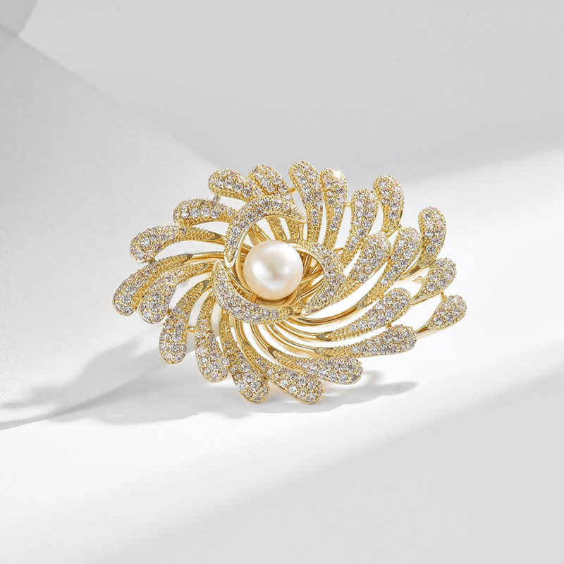 Ретро луксозна атмосферна фойерверкова брошка от висок клас, елегантен перлен корсаж, анти-бягаща катарама, елегантни аксесоари