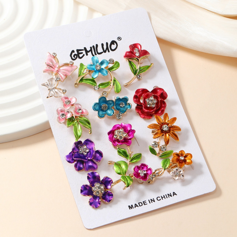 Директни продажби от фабриката, 12 броя, смесени и съчетани, произволен стил, трансгранична европейска и американска мода, прости аксесоари за дамско облекло с капещо масло и диаманти