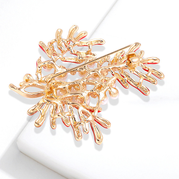 Корейска версия на висок клас изящна празнична сватбена рокля брошка емайл червен кленов перлен шал катарама палто бижута на едро