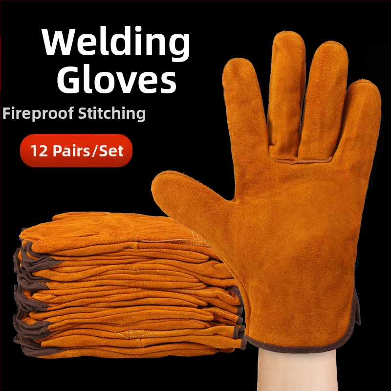 Заварчик Специални Двуслойни екранирани заваръчни ръкавици с аргонова дъга, защитни заваръчни ръкавици, издръжливи двуслойни ръкавици от телешка кожа