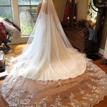 Европейски и американски дамски дантелени пайети дълъг воал булчински сватбени рокли аксесоари сватбена сцена основна сватбена рокля на едро