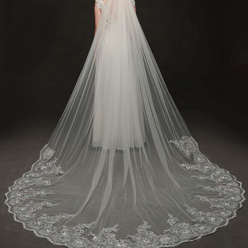 Европейски и американски дамски дантелени пайети дълъг воал булчински сватбени рокли аксесоари сватбена сцена основна сватбена рокля на едро