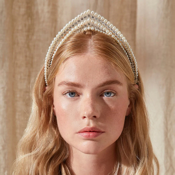 Трансгранична гореща продажба на булчинска сватбена перлена лента за коса, луксозна изящна семпла висококачествена рокля за принцеса, шапка, шапка