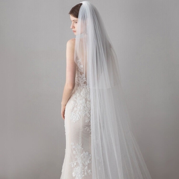 Швейцарска мека мрежа, дълга с воал, покривало с гребен за коса, висок клас, проста класическа фото прежда, фабрика на едро