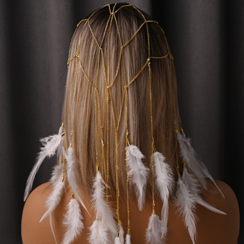 Νέο διασυνοριακό μενταγιόν με φτερά, κρίκος μαλλιών, κομψή αλυσίδα μαλλιών νεράιδας, αξεσουάρ φαγητού, γυναικεία κορδέλα για τα μαλλιά