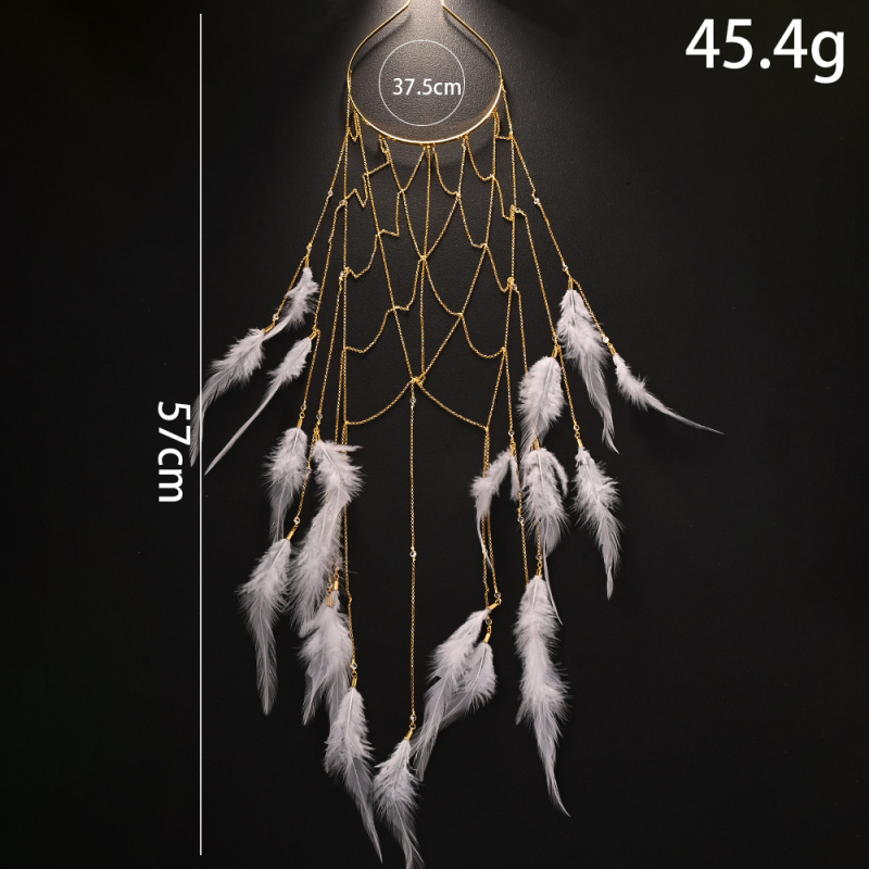 Transfrontaliere nou pandantiv cu pene cerc de păr elegant lanț de păr de zână accesorii de cină bandă de susținere pentru femei