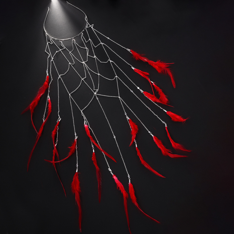 Transfrontaliere nou pandantiv cu pene cerc de păr elegant lanț de păr de zână accesorii de cină bandă de susținere pentru femei