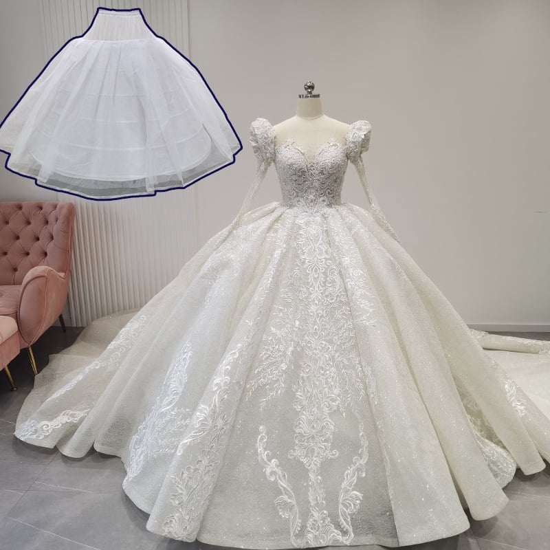 [Molia] Rochie de mireasă originală cu 6 inele de oțel, supradimensionată, Pirons, 1 m, diametru 3, plasă dură cu 2 straturi