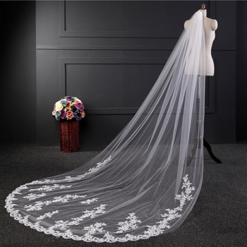 HL05 Izvozni veo, švicarska mreža, vjenčanje, 1,8 m široki šlep, cvjetni dugi čipkasti obrub s malim šlepom
