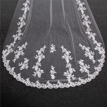 HL05 Izvozni veo, švicarska mreža, vjenčanje, 1,8 m široki šlep, cvjetni dugi čipkasti obrub s malim šlepom
