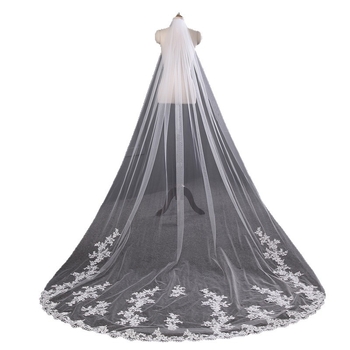 HL05 Izvozni veo, švicarska mreža, vjenčanje, 1,8 m široki šlep, cvjetni dugi čipkasti obrub s malim šlepom