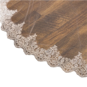 Veleprodaja Vjenčani veo HL104 Šljokica Čipka Dvoslojni Veo s Češljem Crveni Romb Veo s Heklanim Uzorkom