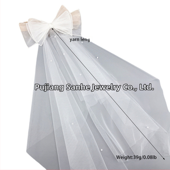 Булчински френски ретро малък воал, трансграничен, горещо продаван, супер фея, регистрация за сватбена снимка, голяма панделка, перлена шапка