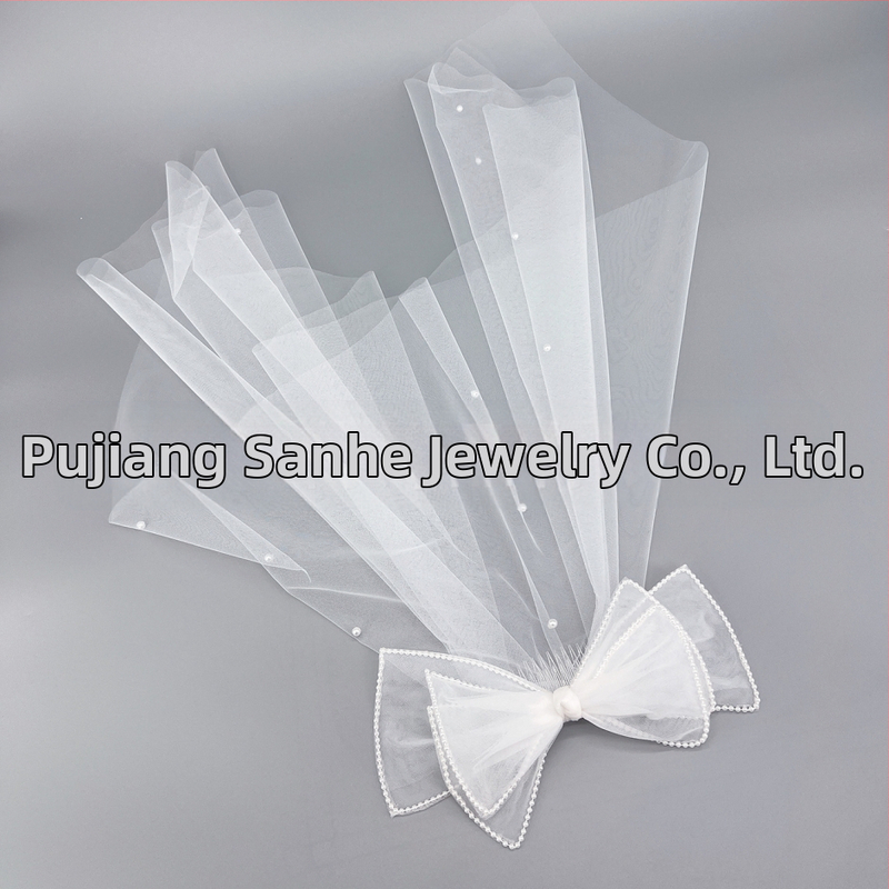 Булчински френски ретро малък воал, трансграничен, горещо продаван, супер фея, регистрация за сватбена снимка, голяма панделка, перлена шапка