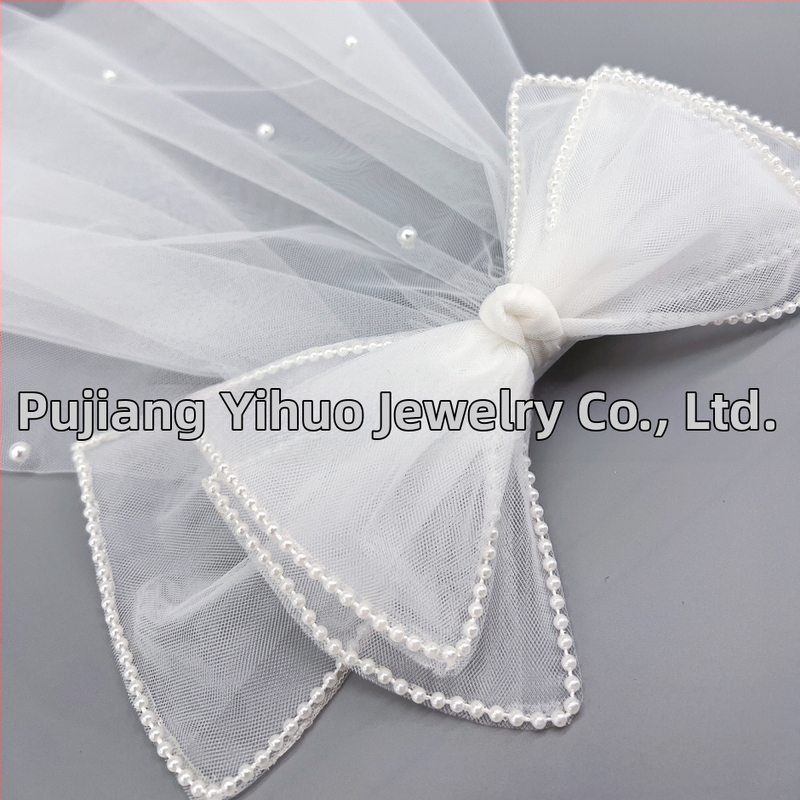 Булчински френски ретро малък воал, трансграничен, горещо продаван, супер фея, регистрация за сватбена снимка, голяма панделка, перлена шапка