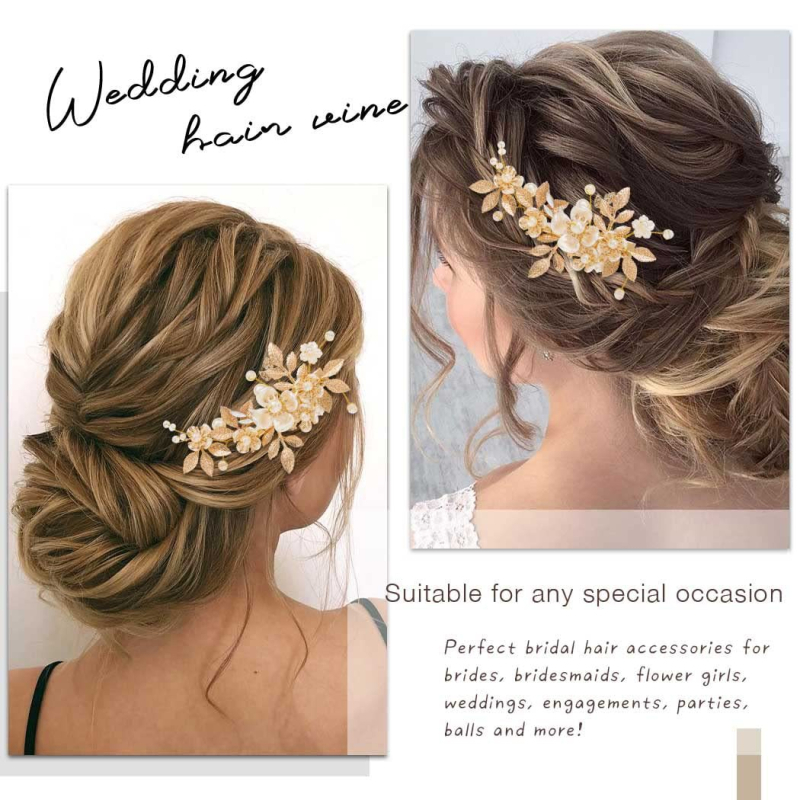 Auksinė gėlė, nuotakos plaukų segtukas, auksinis lapas, nuotakos perlų segtukas, vestuvių galvos apdangalas, nuotakos plaukų aksesuarai, galvos apdangalai, išskirtiniai skersiniai
