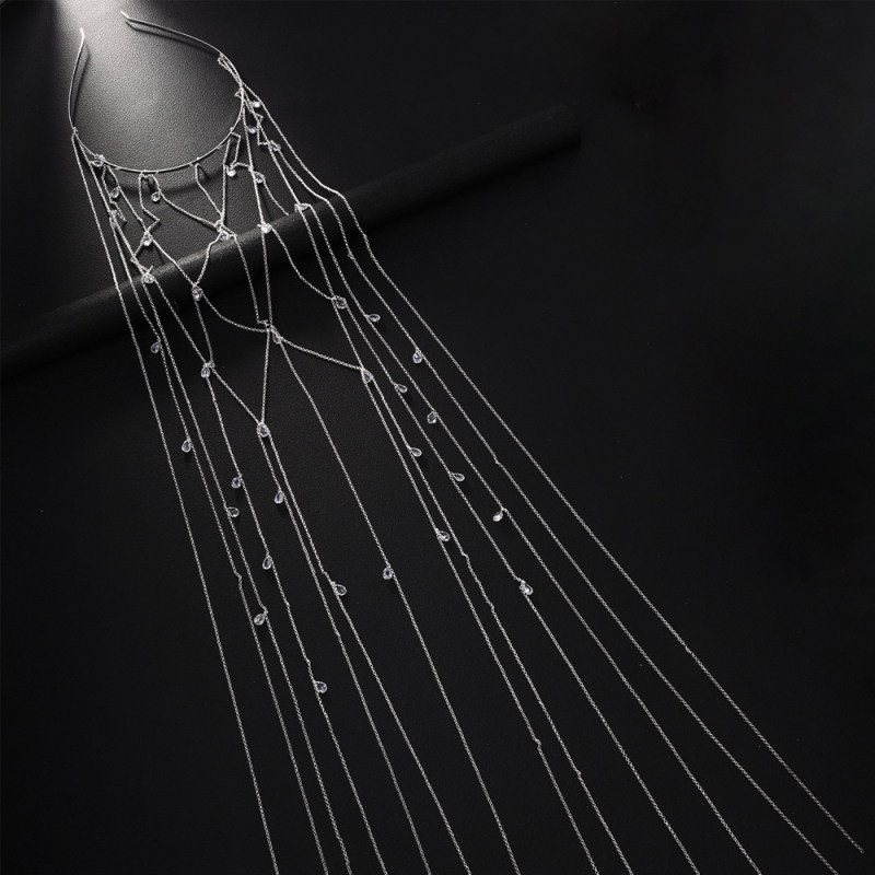 Трансгранична лента за глава с огън и пискюли, проста, с висок темперамент, принцеса, шапка с кристали, капка вода, булчински аксесоари за коса