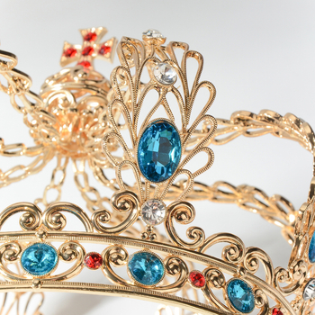 HG1569 Трансгранична европейска и американска ретро средновековна прическа за крале гурута, голяма пълна кръгла корона, аксесоари за коса на булка, висок клас