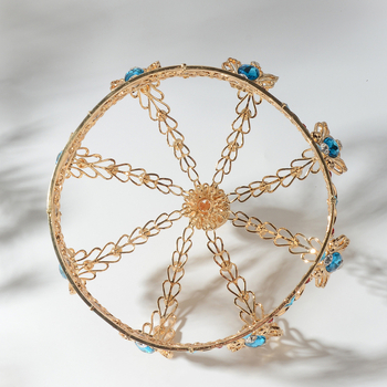 HG1569 Трансгранична европейска и американска ретро средновековна прическа за крале гурута, голяма пълна кръгла корона, аксесоари за коса на булка, висок клас