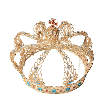 HG1569 Трансгранична европейска и американска ретро средновековна прическа за крале гурута, голяма пълна кръгла корона, аксесоари за коса на булка, висок клас