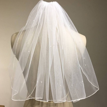 Външна търговия Нов булчински къс воал Сватбена прическа Перлен малък воал с гребен за коса Аксесоари за фотография