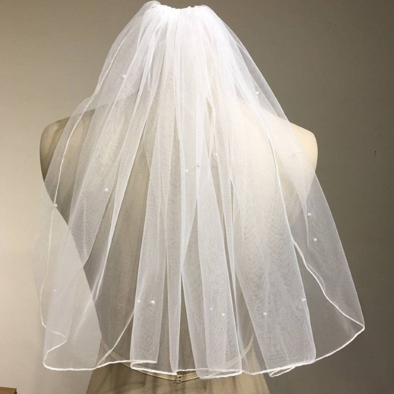 Външна търговия Нов булчински къс воал Сватбена прическа Перлен малък воал с гребен за коса Аксесоари за фотография