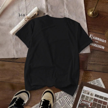 Γυναικείο T-shirt με κοντά μανίκια, από καθαρό βαμβάκι, βαρέως τύπου, άνετο, με στρογγυλή λαιμόκοψη, σε μοντέρνα γραμμή