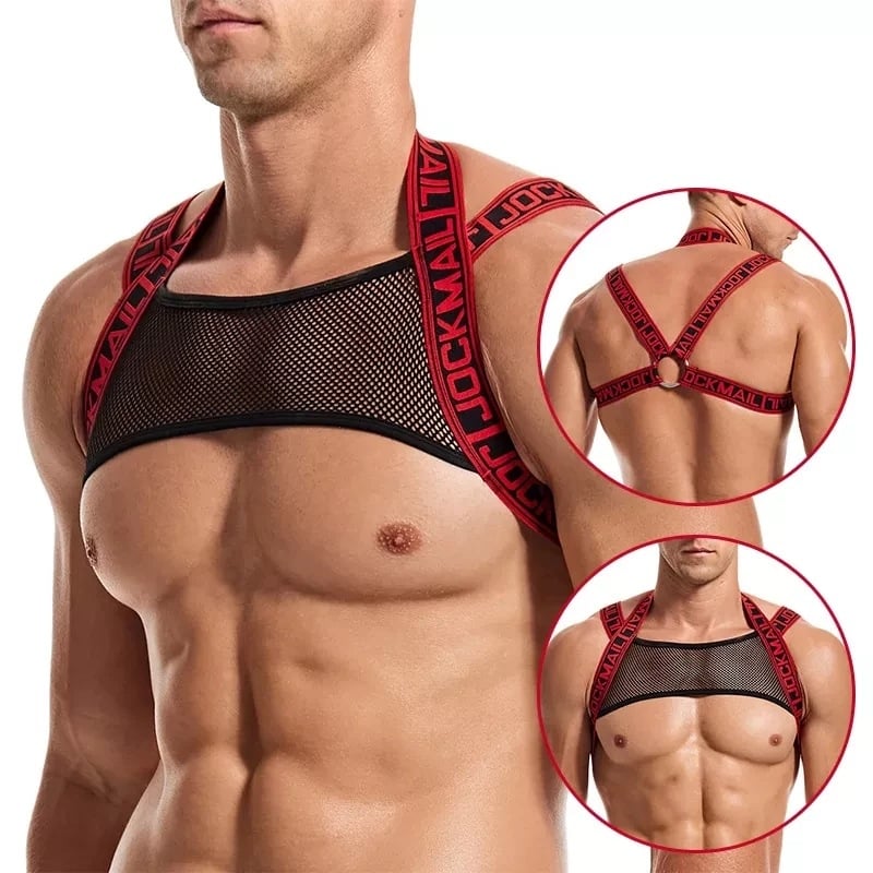 Curea de piept musculară cu plasă de umăr la modă cu scrisoare la modă, bandaj inclus pentru bărbați, fitness, spectacol