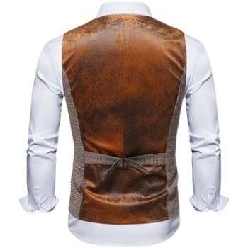 Γιλέκο εξωτερικού εμπορίου, φθηνό σε πωλήσεις για το φθινόπωρο και το χειμώνα, λεπτό, πράσινο, φρουτώδες γιακά, σταυρωτό, ανδρικό casual βρετανικού στιλ γιλέκο