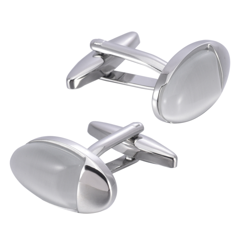 Cămașă franceză bărbătească, butoni francezi cu model jad alb și opal, cu bordură transfrontalieră, lustruiți oglindă, de înaltă calitate, lucrați manual, cu cuie ovale